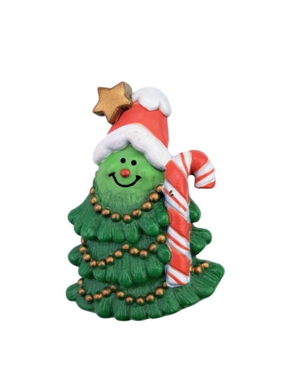 Vintage Hallmark 1981 Christmas Tree Brooch Pin Candy Cane Santa Hat Holiday
